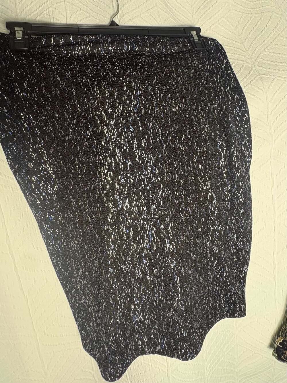 Metaphor Black and Metallic Silver Shimmer Pencil Skirt